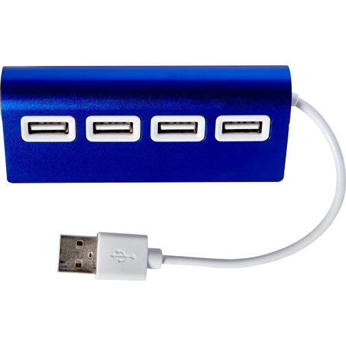 USB-Hub Aus Aluminium Leo , blau, Allooi, Aluminium, Metall, 8,90cm x 2,30cm x 3,60cm (Länge x Höhe x Breite), Bild 1