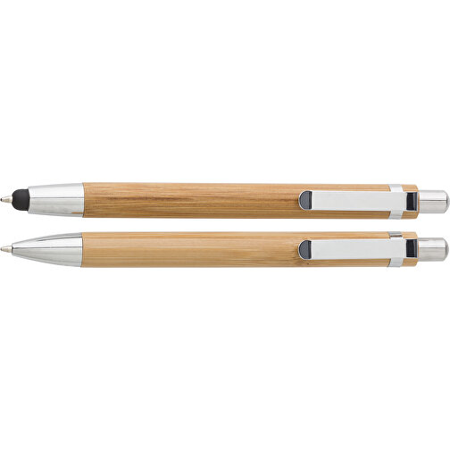 Kugelschreiber-Set Bamboo , braun, ABS, Karton, Stahl, Bambus, 17,00cm x 2,20cm x 4,00cm (Länge x Höhe x Breite), Bild 3