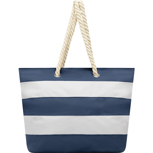 Strandtasche SYLT , blau, weiß, 300D Polyester, 47,00cm x 34,00cm x 17,00cm (Länge x Höhe x Breite), Bild 2