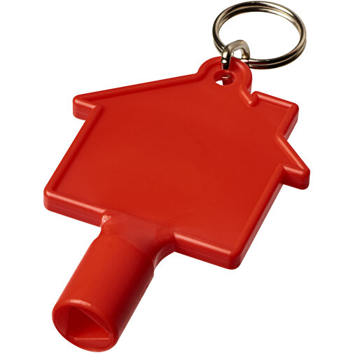 Maximilian Universalschlüssel In Hausform Als Schlüsselanhänger , rot, HIPS Kunststoff, Metall, 7,60cm x 1,40cm x 5,00cm (Länge x Höhe x Breite), Bild 1