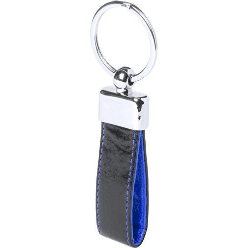 Schlüsselanhänger BORIEM , blau, Metall/ PU, 2,50cm x 1,00cm x 8,00cm (Länge x Höhe x Breite), Bild 1