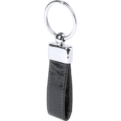 Schlüsselanhänger BORIEM , schwarz, Metall/ PU, 2,50cm x 1,00cm x 8,00cm (Länge x Höhe x Breite), Bild 1