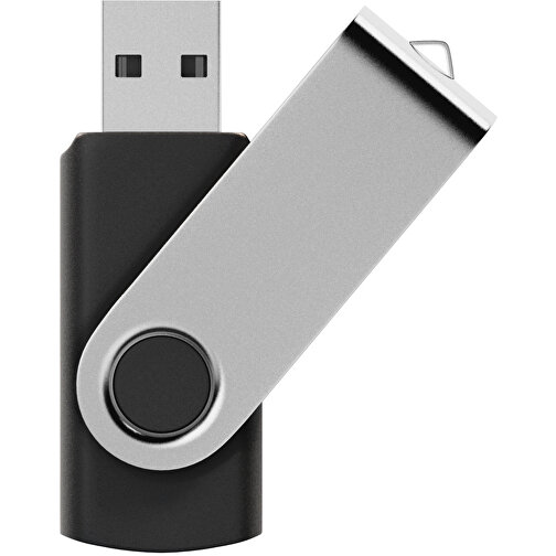 USB-Stick SWING Color 2.0 4 GB , Promo Effects MB , schwarz / silber MB , 4 GB , Kunststoff, Metall MB , 5,80cm x 1,09cm x 1,90cm (Länge x Höhe x Breite), Bild 1