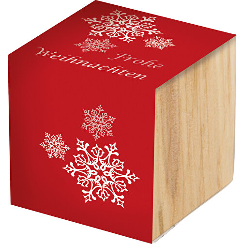 Pflanz-Holz - Standardmotiv - Frohe Weihnachten - 2 Seiten Gelasert , Papier, Holz, Erde, Saatgut, 4,00cm x 4,00cm x 4,00cm (Länge x Höhe x Breite), Bild 2