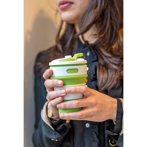Mug en pliable (vert, Silicone, 175g) comme objets publicitaires
