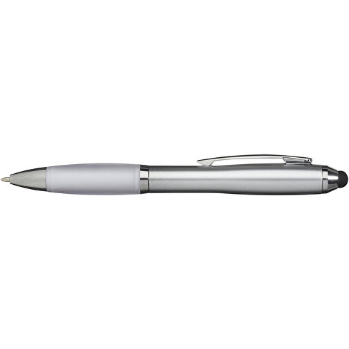 Nash Stylus Kugelschreiber Silbern Mit Farbigem Griff , silber / weiss, ABS Kunststoff, 13,70cm (Länge), Bild 3