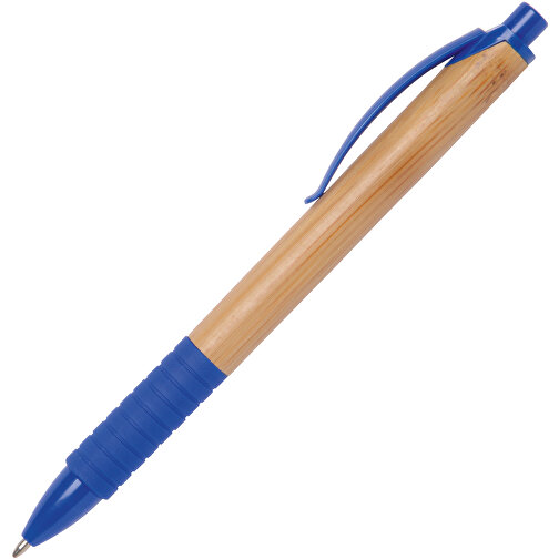 Kugelschreiber BAMBOO RUBBER , blau, braun, Bambus / Kunststoff, 14,30cm (Länge), Bild 2