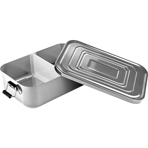 ROMINOX® Lunchbox // Quadra Silber XL , silber glänzend, Aluminium (poliert), Kunststoff, 23,00cm x 7,00cm x 14,80cm (Länge x Höhe x Breite), Bild 2