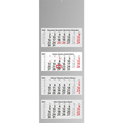 4-Monats-Kalender Profil 4 X.press , hellgrau, rot, Papier, 90,00cm x 33,00cm (Länge x Breite), Bild 2