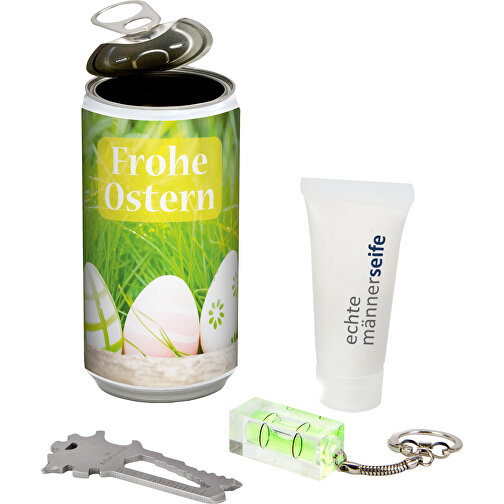 Set de regalo / Set de presente: Pascua secreta de hombres, Nido en lata - Etiqueta: Frohe Ostern - , Imagen 1