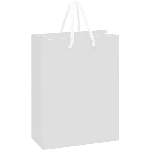 Laminierte Papiertasche, Groß , weiß, Papier, 30,00cm x 40,00cm x 12,00cm (Länge x Höhe x Breite), Bild 1
