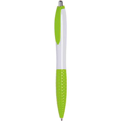 Kugelschreiber JUMP , apfelgrün, weiss, Kunststoff, 14,00cm (Länge), Bild 1