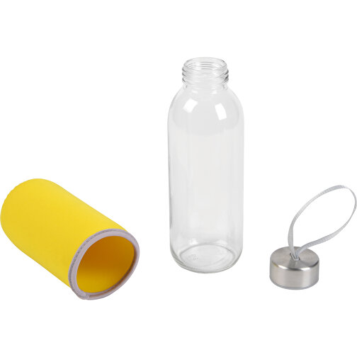 Glas-Flasche TAKE WELL , gelb, transparent, Glas / SBR / Edelstahl, 18,50cm (Höhe), Bild 2