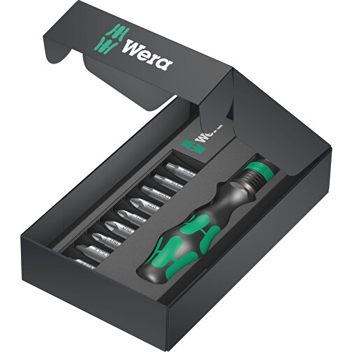 Kraftform Kompakt 10 Tool Finder Promotion , Wera, schwarz / grün, Kunststoff, Werkzeugstahl, 12,60cm x 2,10cm x 7,50cm (Länge x Höhe x Breite), Bild 1