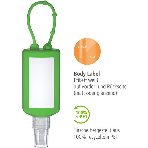 Handrengöringsspray, 50 ml Bumper grön, Body Label (R-PET), Bild 3