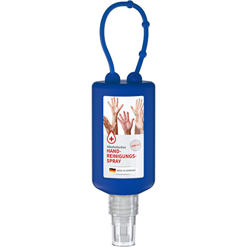 Spray de nettoyage des mains, Bumper de 50 ml, bleu, Body Label (R-PET), Image 1