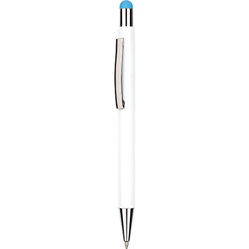Kugelschreiber Philadelphia , Promo Effects, weiss/hellblau, Aluminium, 13,50cm x 0,80cm (Länge x Breite), Bild 1