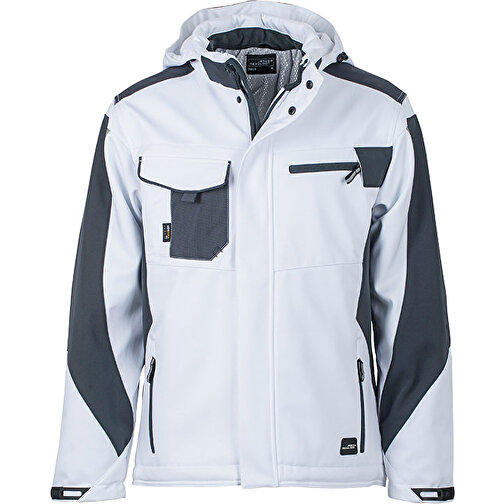 Craftsmen Softshell Jacket , James Nicholson, weiß/carbon, 100% Polyester, 6XL, , Bild 1