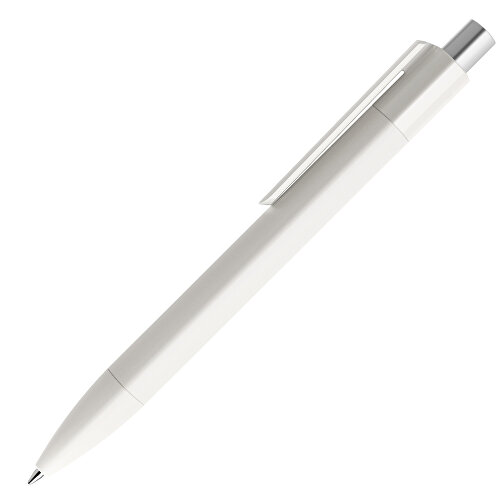 Prodir DS4 PMM Push Kugelschreiber , Prodir, weiß / silber satiniert, Kunststoff, 14,10cm x 1,40cm (Länge x Breite), Bild 4