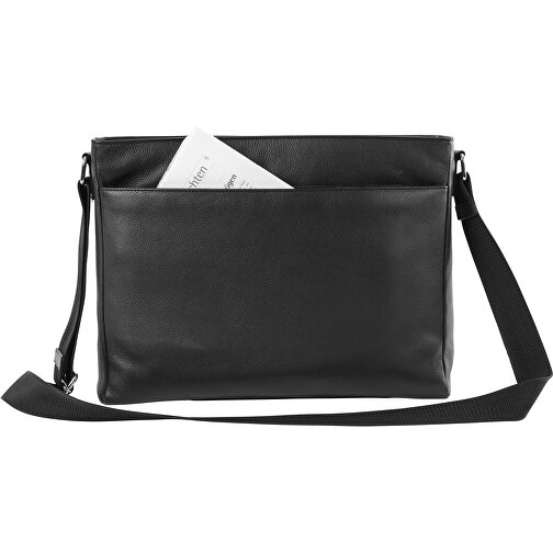 Business Überschlagtasche , schwarz, Seta-Rindnappaleder, 38,00cm x 9,00cm x 30,00cm (Länge x Höhe x Breite), Bild 2