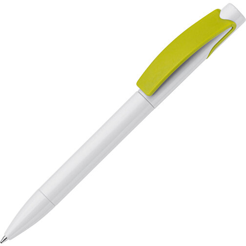 Kugelschreiber Punto , weiss / hellgrün, ABS, 14,70cm (Länge), Bild 2