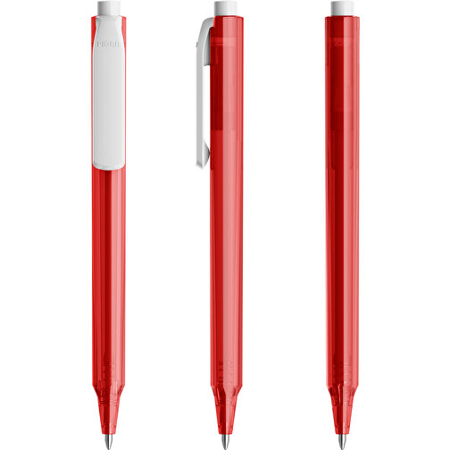 Pigra P04 Push Kugelschreiber , rot / weiß, ABS-Kunststoff, 14,10cm x 1,40cm (Länge x Breite), Bild 6