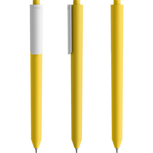 Pigra P03 Push Kugelschreiber , gelb / weiss, ABS-Kunststoff, 14,00cm x 1,30cm (Länge x Breite), Bild 6