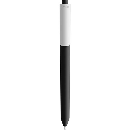 Pigra P03 Push Kugelschreiber , schwarz / weiß, ABS-Kunststoff, 14,00cm x 1,30cm (Länge x Breite), Bild 3