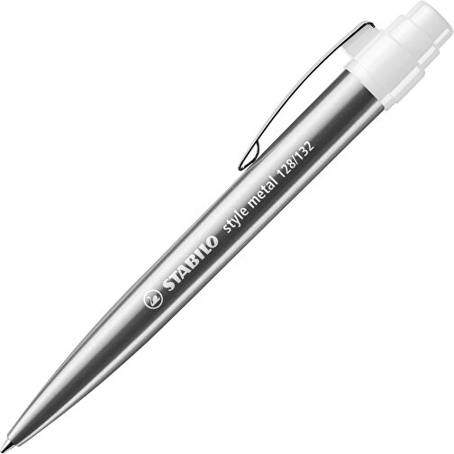 STABILO Style Metal Kugelschreiber , Stabilo, silber/weiß, Metall, 14,00cm x 1,90cm x 1,50cm (Länge x Höhe x Breite), Bild 2