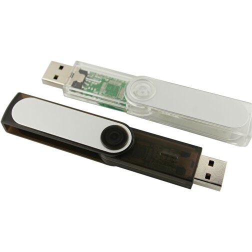 USB-Stick SWING II 32GB , Promo Effects MB , schwarz / transparent MB , 32 GB , Kunststoff/Aluminium MB , 3 - 10 MB/s MB , 5,90cm x 1,10cm x 1,65cm (Länge x Höhe x Breite), Bild 2