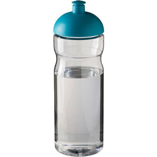 H2O Active® Base 650 Ml Sportflasche Mit Stülpdeckel , transparent / aquablau, PET Kunststoff, 90% PP Kunststoff, 10% TPE Kunststoff, 22,30cm (Höhe), Bild 1