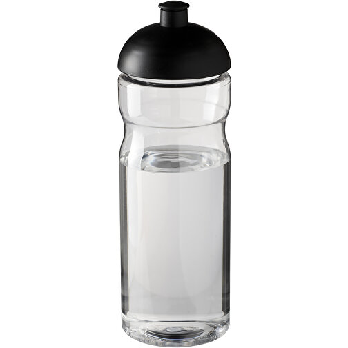 H2O Active® Base 650 Ml Sportflasche Mit Stülpdeckel , transparent / schwarz, PET Kunststoff, 90% PP Kunststoff, 10% TPE Kunststoff, 22,30cm (Höhe), Bild 1
