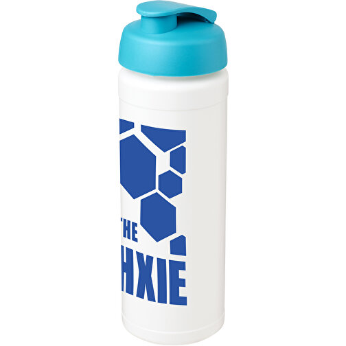 Baseline® Plus Grip 750 Ml Sportflasche Mit Klappdeckel , weiß / aquablau, HDPE Kunststoff, PP Kunststoff, 23,60cm (Höhe), Bild 2