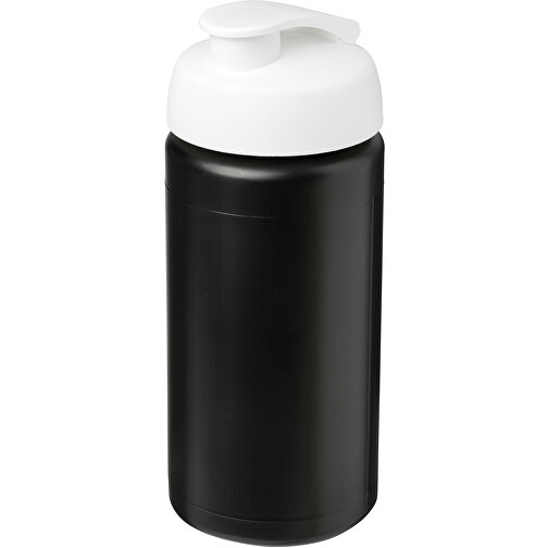 Baseline® Plus Grip 500 Ml Sportflasche Mit Klappdeckel , schwarz / weiß, HDPE Kunststoff, PP Kunststoff, 18,50cm (Höhe), Bild 1