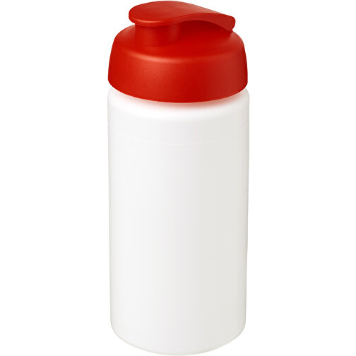 Baseline® Plus Grip 500 Ml Sportflasche Mit Klappdeckel , weiß / rot, HDPE Kunststoff, PP Kunststoff, 18,50cm (Höhe), Bild 1