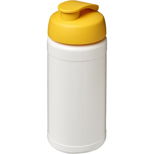 Baseline® Plus 500 Ml Sportflasche Mit Klappdeckel , weiss / gelb, HDPE Kunststoff, PP Kunststoff, 18,50cm (Höhe), Bild 1