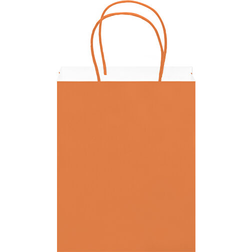 Mittlere Papiertasche Im Eco Look 120g/m² , orange, Papier, 24,00cm x 30,00cm x 10,00cm (Länge x Höhe x Breite), Bild 4