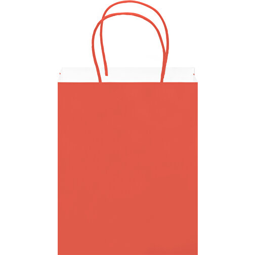 Kleine Papiertasche Im Eco Look 120g/m² , rot, Papier, 18,00cm x 24,00cm x 8,00cm (Länge x Höhe x Breite), Bild 4