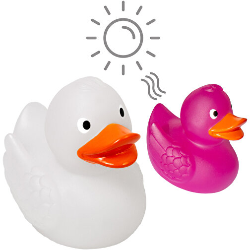 Quietsche-Ente Magic Duck Mit Farbwechsel , milchig weiß, PVC, 7,50cm x 7,00cm x 6,50cm (Länge x Höhe x Breite), Bild 2