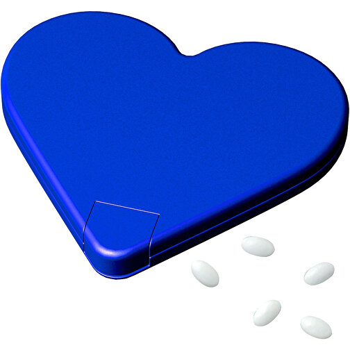 Mint-Spender 'Herz' , standard-blau PP, Kunststoff, 7,50cm x 0,90cm x 7,50cm (Länge x Höhe x Breite), Bild 1