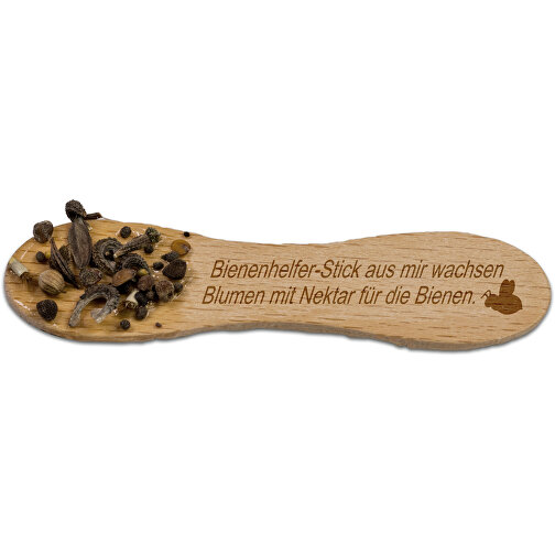 Bienenhelfer-Stick Mit Samen - Mit Standardgravur , individuell, Holz, Papier, Wachs, Saatgut, 5,50cm x 8,00cm (Länge x Breite), Bild 1
