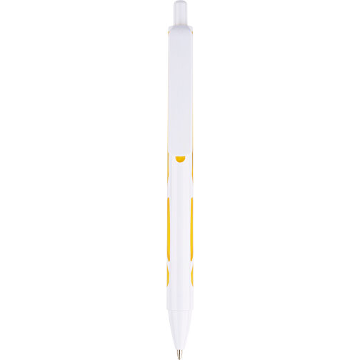 Kugelschreiber Favour Weiß , Promo Effects, weiß / gelb, Kunststoff, 14,20cm (Länge), Bild 3