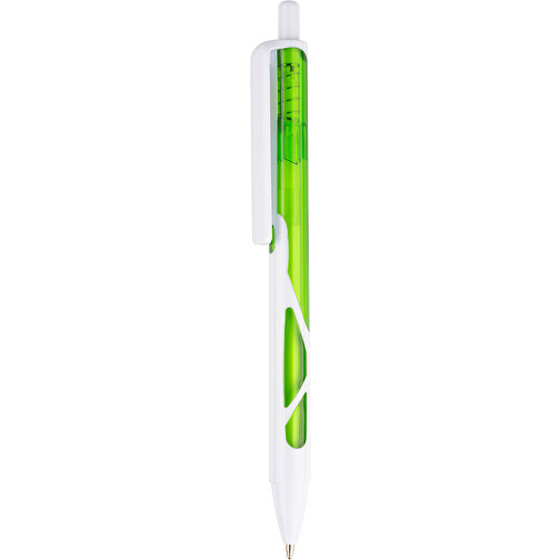 Kugelschreiber Favour Weiß , Promo Effects, weiß/ grün, Kunststoff, 14,20cm (Länge), Bild 1