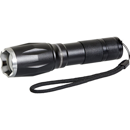 Multifunktions Taschenlampe Mit Zoom-Funktion Und Trageschlaufe , schwarz, Aluminium, 15,00cm (Höhe), Bild 2