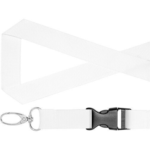 Schlüsselband Standard Oval , Promo Effects, weiß, Polyester, 105,00cm x 2,00cm (Länge x Breite), Bild 2
