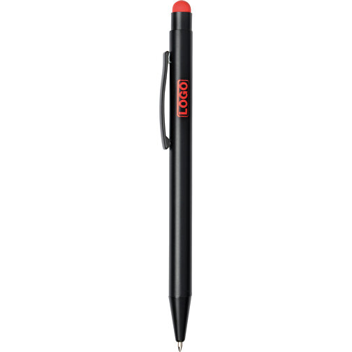 Alu-Kugelschreiber BLACK BEAUTY , rot, schwarz, Aluminium / Kunststoff, 14,00cm (Länge), Bild 1