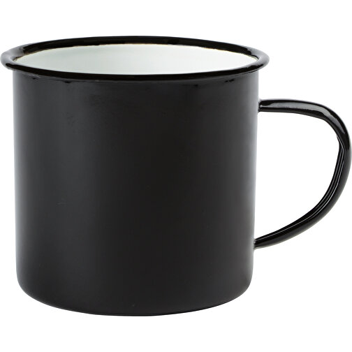 Emaille Becher RETRO CUP , schwarz, weiss, Eisen, 8,00cm (Höhe), Bild 1
