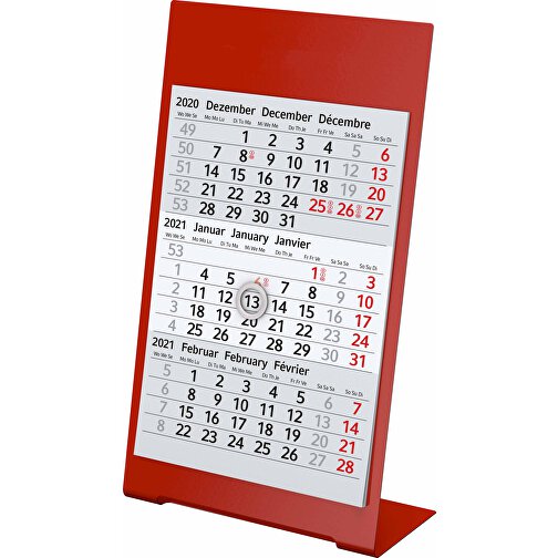 Tisch-Aufstellkalender Desktop 3 Color Bestseller, Rot, 2-Jahre , rot, Edelstahl, 23,00cm x 10,50cm (Länge x Breite), Bild 2
