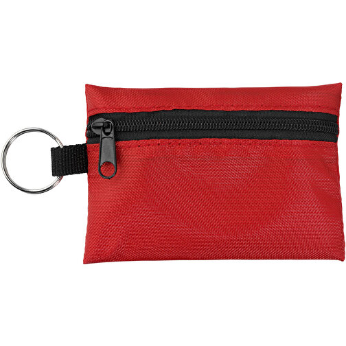 Valdemar 16-teilige Erste-Hilfe-Tasche Mit Schlüsselanhänger , rot, 420D Polyester, 9,50cm x 6,00cm x 2,50cm (Länge x Höhe x Breite), Bild 4