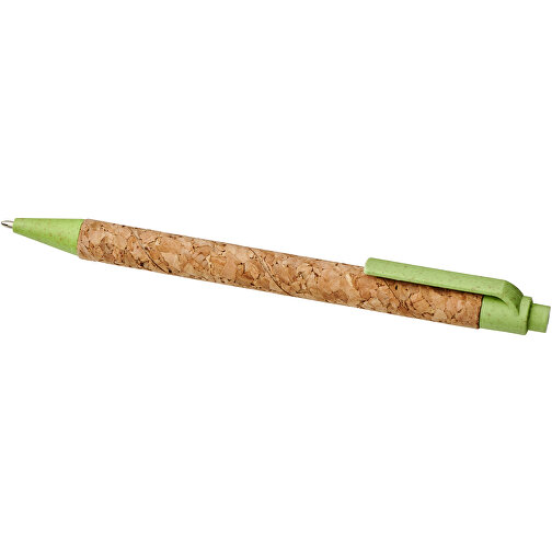 Midar Kugelschreiber Aus Kork Und Weizenstroh , Green Concept, natur / apfelgrün, Kork, Weizenstroh, Kunststoff, 14,00cm (Länge), Bild 5